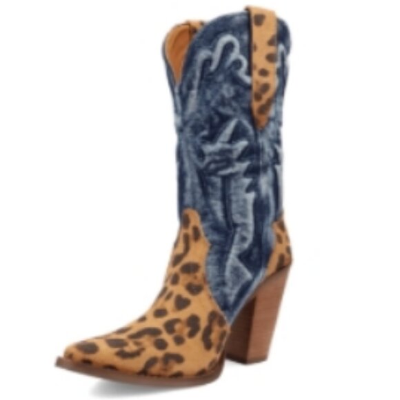 Dingo Tipsy Leopard  Leather Western Women's Boot 7.5 🆕⌚📦🏃💨🚚 - Picture 5 of 16